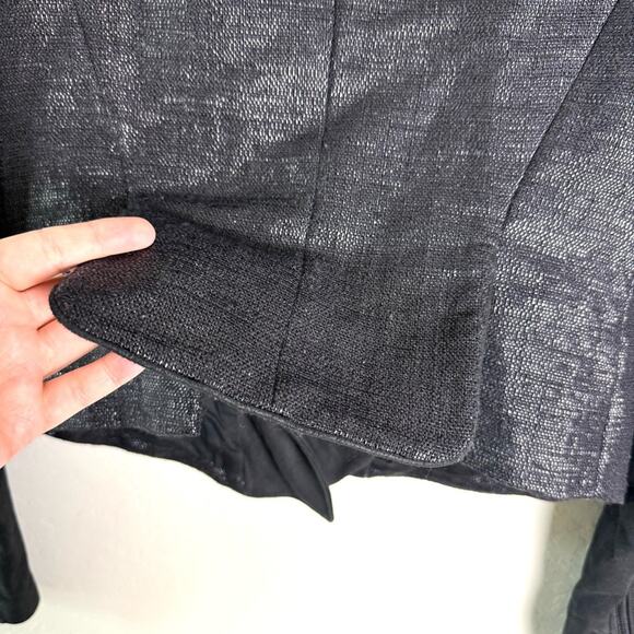 Theory Black Scheli Cross Hatch Silk Goat Leather Moto Jacket Size 8 B0602101 - Picture 14 of 16